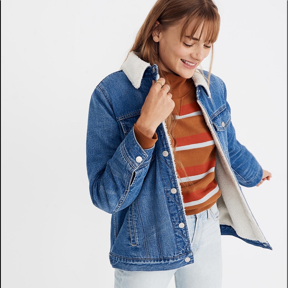 Madewell Sherpa Lined Oversize Denim Jacket